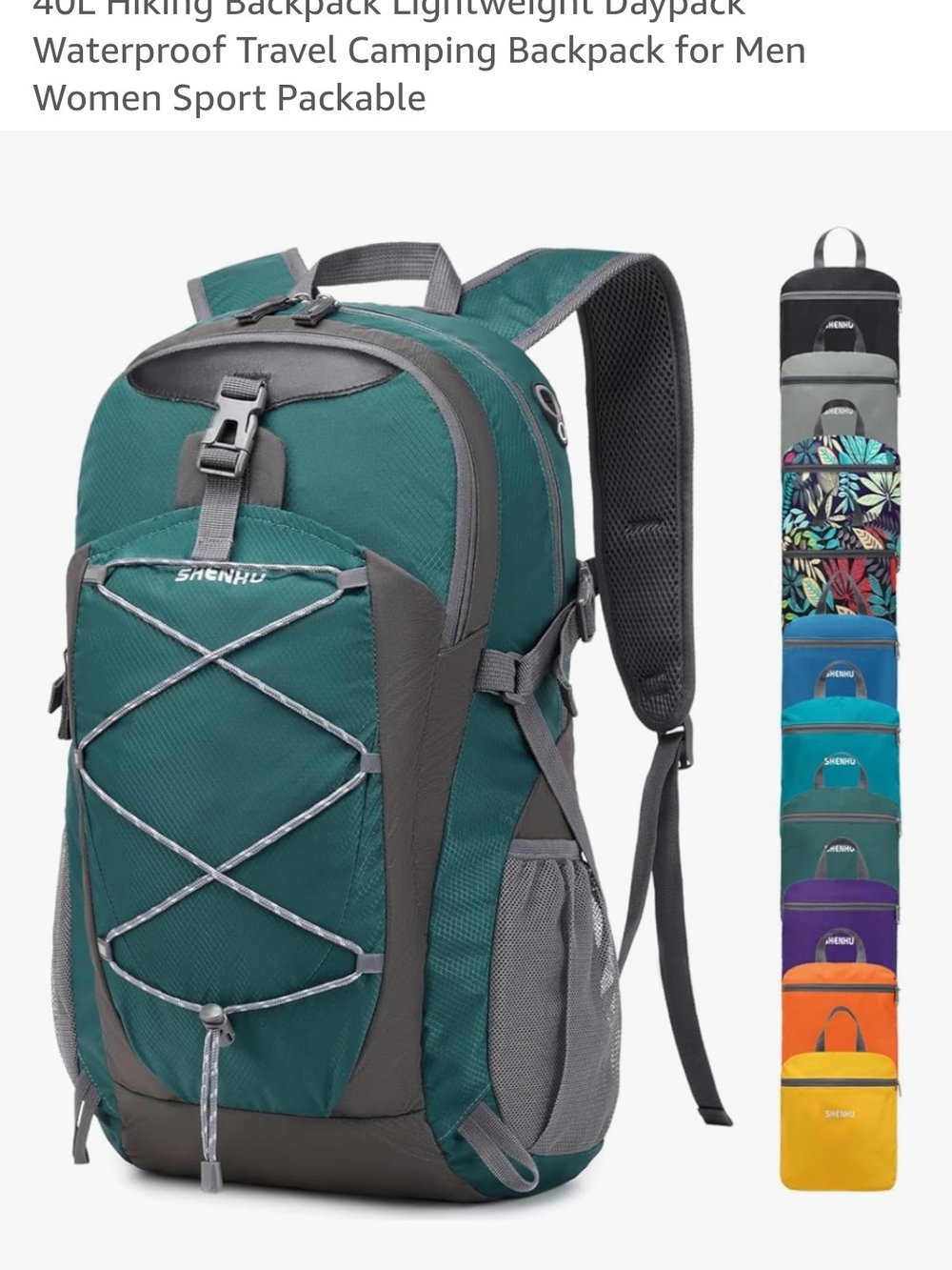 Teal and Gray 40 Liter Waterproof Backpack